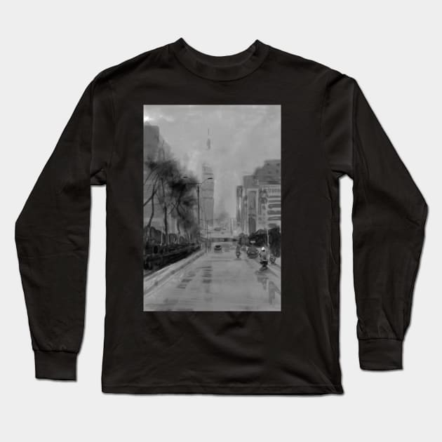 Somewhere along a New York City Road Long Sleeve T-Shirt by SLGA Designs